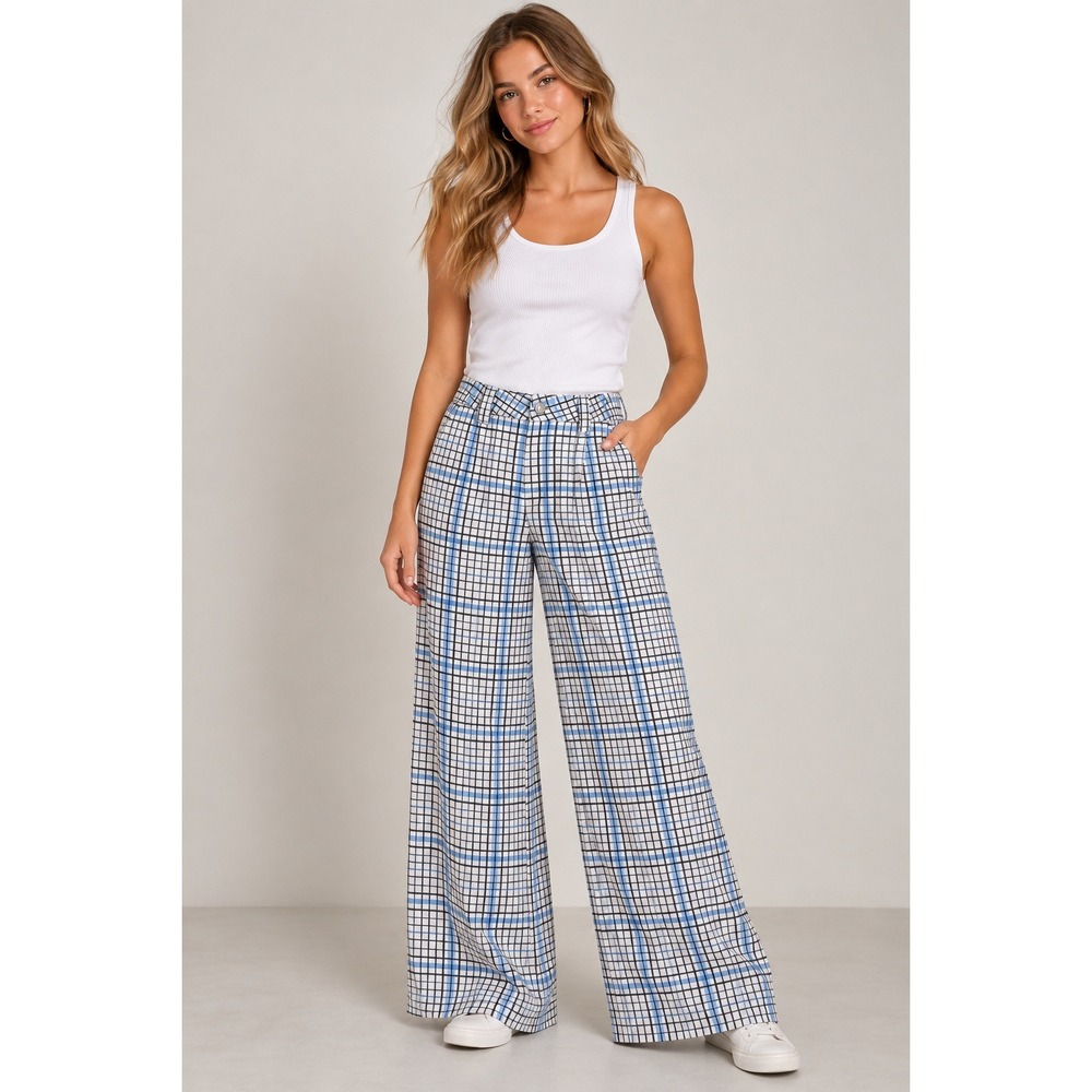 Bombshell Groms Plaid Wide Leg Pants Women's‎ Size 26/30